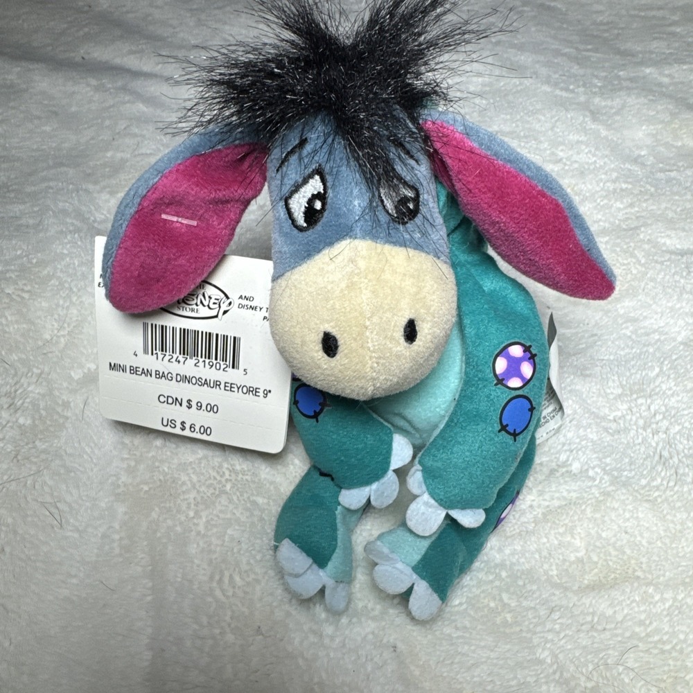 Disney Store‎ Winnie the Pooh Dinosaur Eeyore Bean Bag Plush Toy 9" NOS EASTER